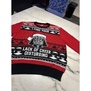Brand New XXL Dark Vader Christmas Sweater Red Black and White 100% Cotton